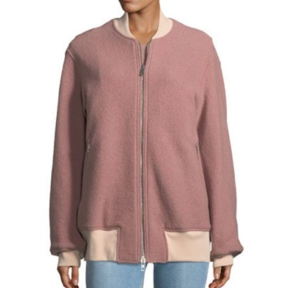 Elle Zip Front Virgin Wool Bomber Jacket - Picture 3 of 3